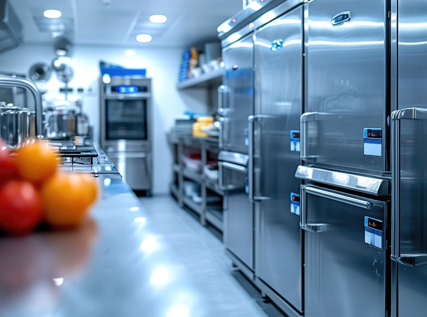 Commercial refridgeration system in a restaurant kitchen. Complete Electrical, Commercial, and HVAC Maintenance Plans.